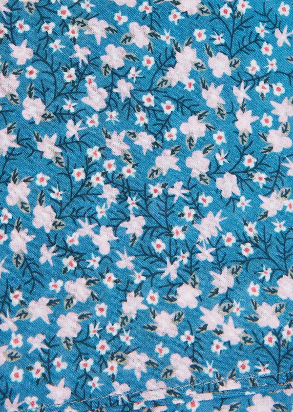 Pochette en coton bleu à motif fleuri rose pâle - Father and Sons 33348