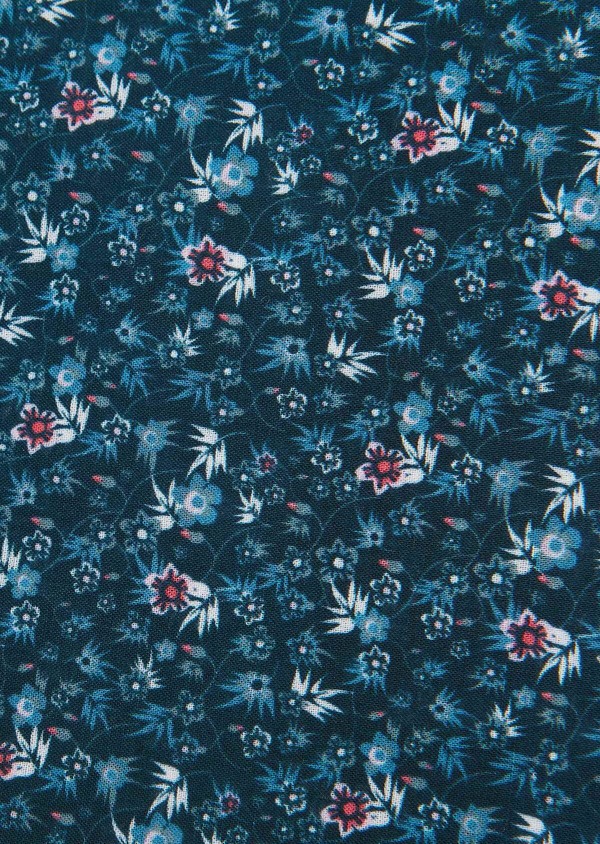 Pochette en coton bleu marine à motif fleuri rose et bleu - Father and Sons 33346