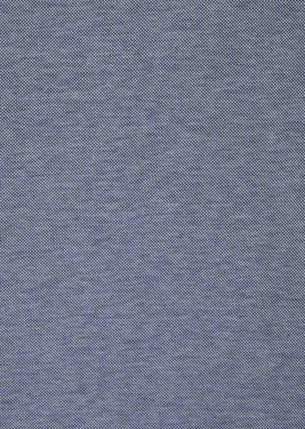 Polo manches courtes Slim en coton uni bleu chiné à col zippé - Father and Sons 39899