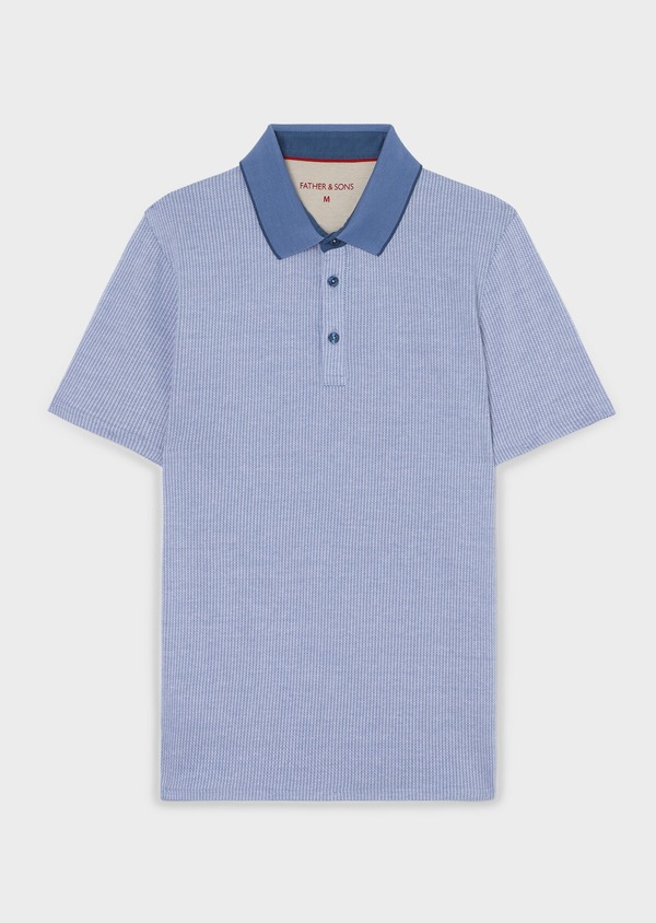 Polo manches courtes Slim en coton bleu à motif fantaisie - Father and Sons 33451