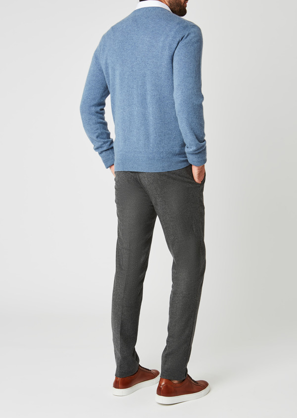Pull en cachemire col rond uni bleu - Father and Sons 27101