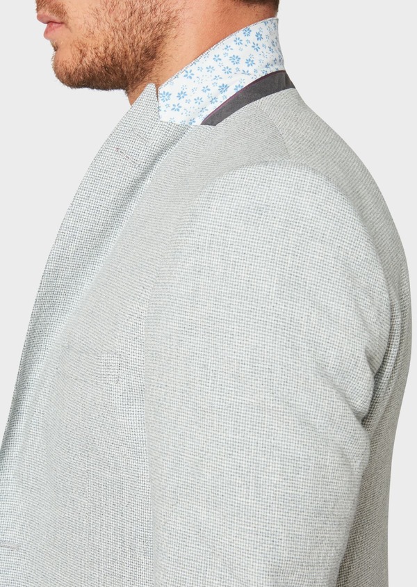 Veste casual Slim en coton et lin gris clair à carreaux - Father and Sons 33652