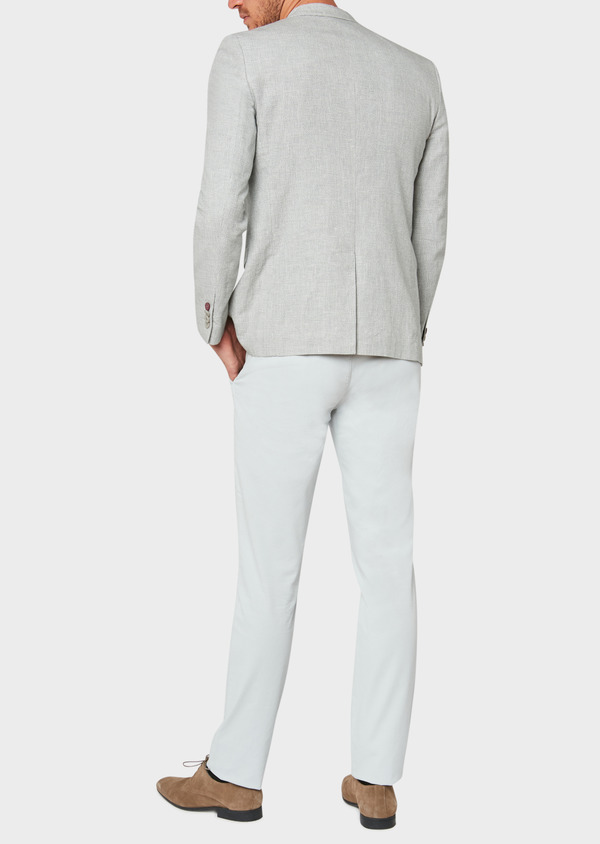 Veste casual Slim en coton et lin gris clair à carreaux - Father and Sons 33651