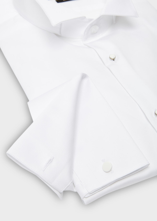 Chemise habillée Slim en satin blanc à col cassé - Father and Sons 8634