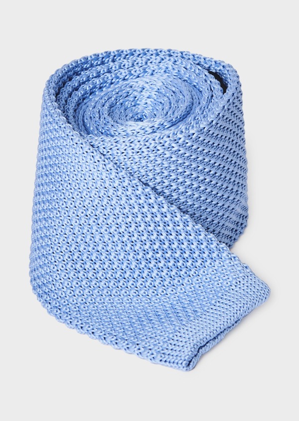 Cravate fine en tricot uni bleu clair - Father and Sons 9085