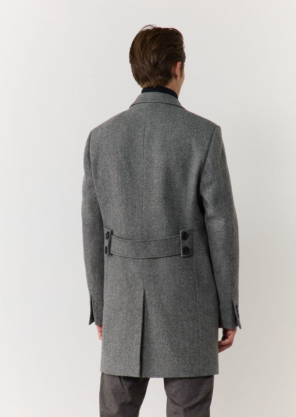 Manteau en laine unie grise à parementure amovible - Father and Sons 59152