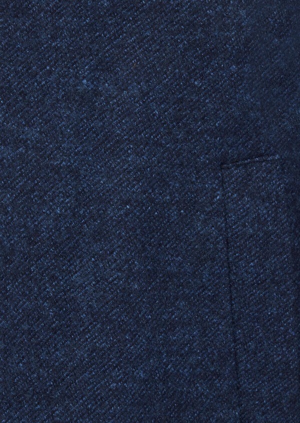 Manteau en laine mélangée unie bleue à capuche amovible - Father and Sons 47579