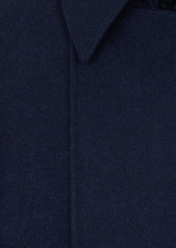Manteau en laine mélangée unie bleue - Father and Sons 42046
