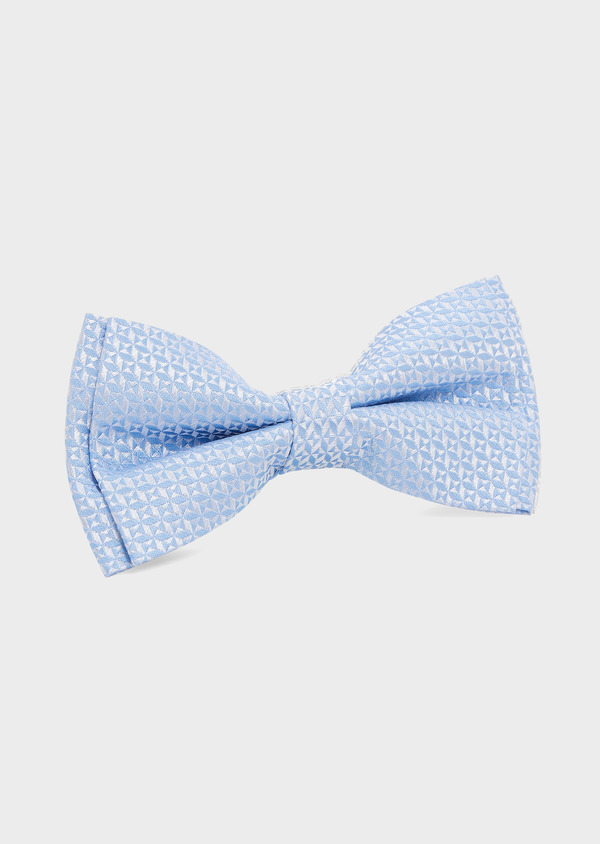 Noeud-papillon en soie blanche à motif fantaisie bleu pâle - Father and Sons 49133