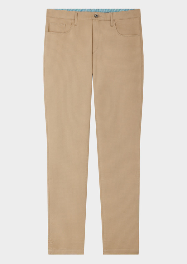 Pantalon casual skinny en coton stretch beige à pois - Father and Sons 46024