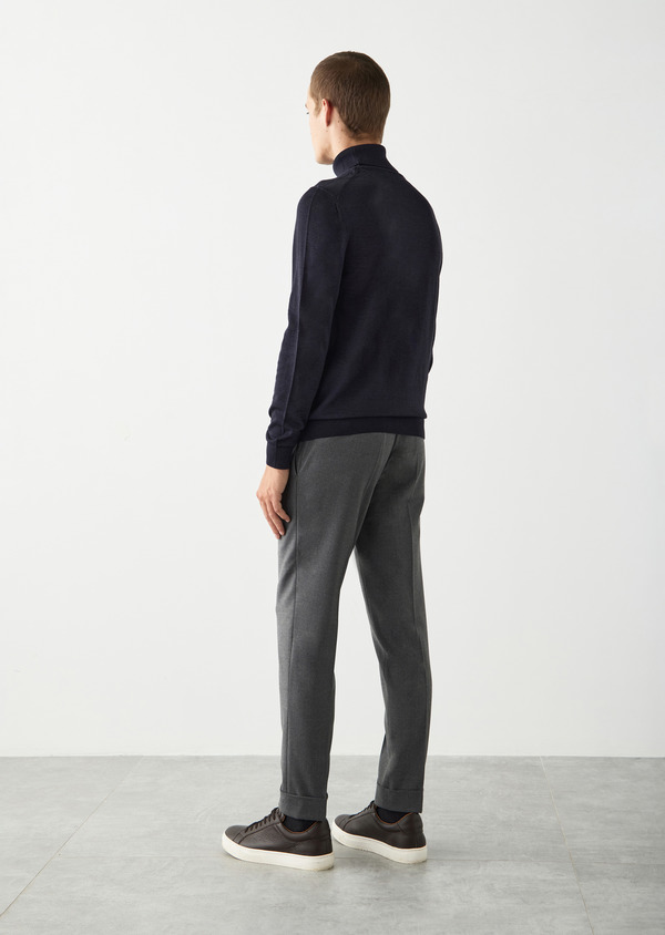 Pantalon de costume coordonnable Slim en laine mélangée unie gris moyen - Father and Sons 50796