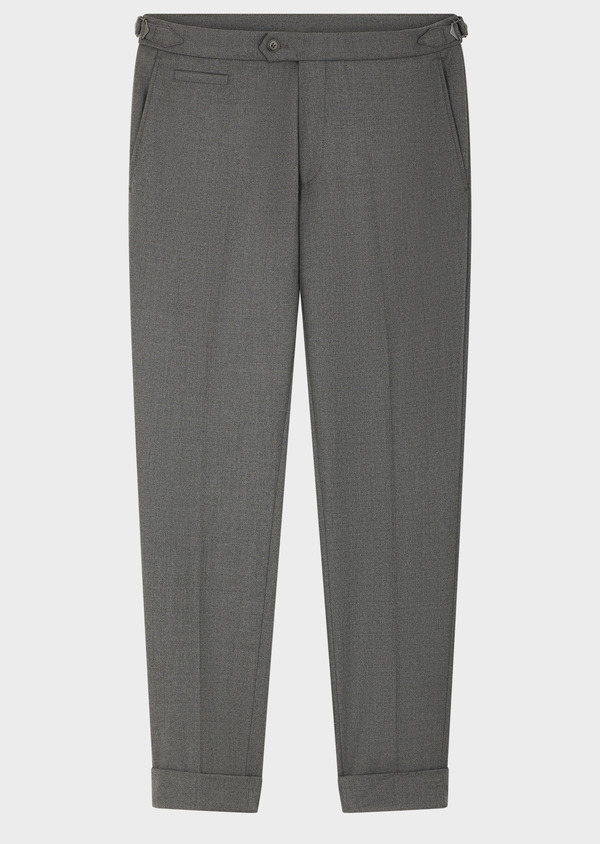 Pantalon de costume coordonnable Slim en laine mélangée unie gris moyen - Father and Sons 50798