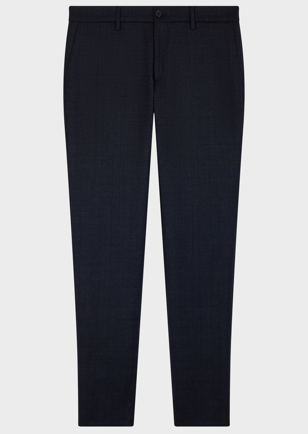 Pantalon coordonnable Slim en laine et polyester recyclé bleu marine Prince de Galles - Father and Sons 50697