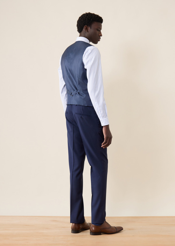Pantalon coordonnable Regular en laine bleu marine Prince de Galles - Father and Sons 64072