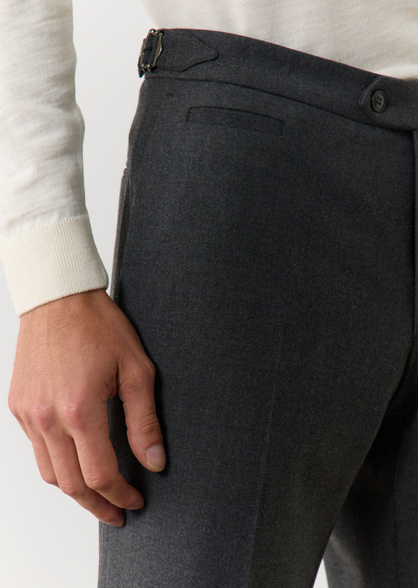 Pantalon coordonnable Slim en laine mélangée unie grise - Father and Sons 59363