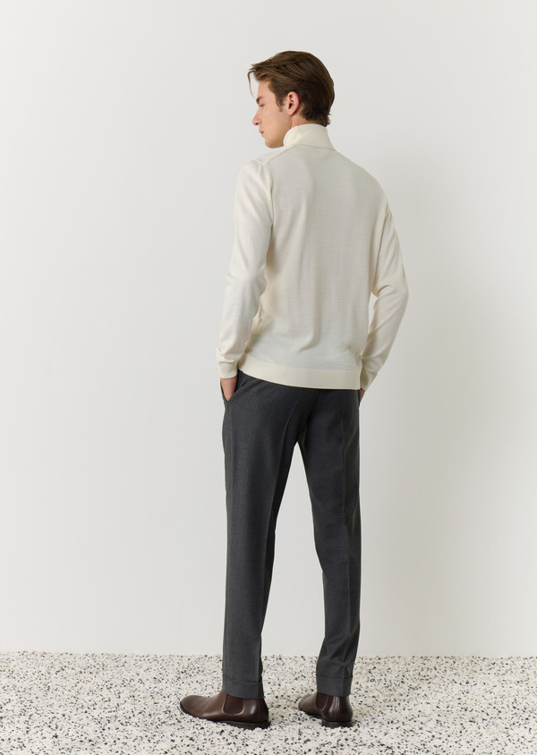 Pantalon coordonnable Slim en laine mélangée unie grise - Father and Sons 59361