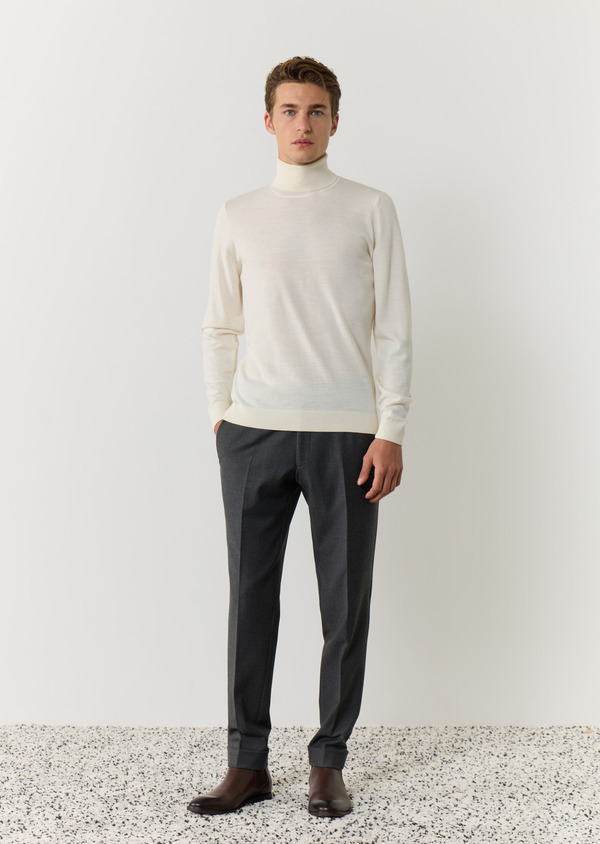 Pantalon coordonnable Slim en laine mélangée unie grise - Father and Sons 59360