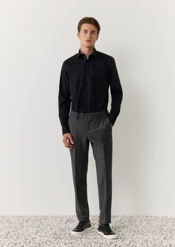 Pantalon coordonnable Slim en laine mélangée unie grise - Father and Sons 59721
