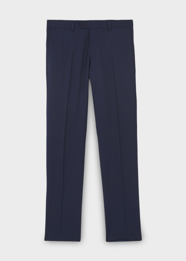 Pantalon de costume Regular en laine Vitale Barberis Canonico unie bleu indigo - Father and Sons 45660