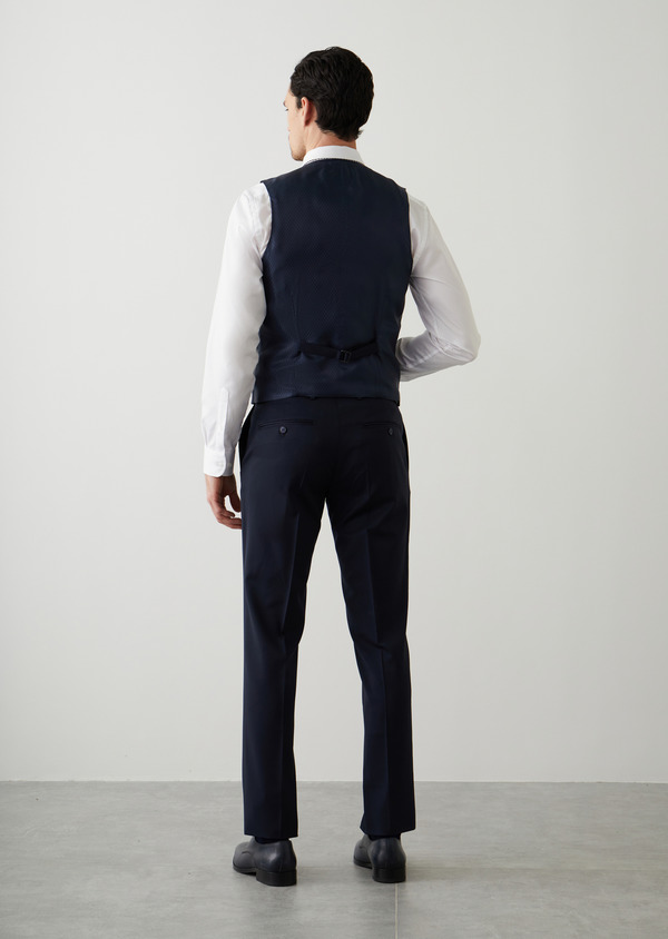 Pantalon de costume Regular en laine Vitale Barberis Canonico unie bleu marine - Father and Sons 45648
