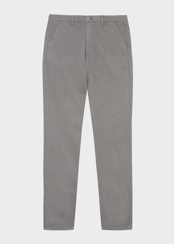 Chino slack skinny en coton stretch gris à motif fantaisie - Father and Sons 43221