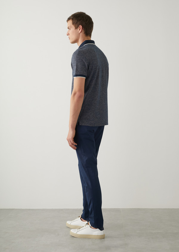 Chino slack skinny 7/8 en coton stretch bleu jeans à motif fantaisie - Father and Sons 46219