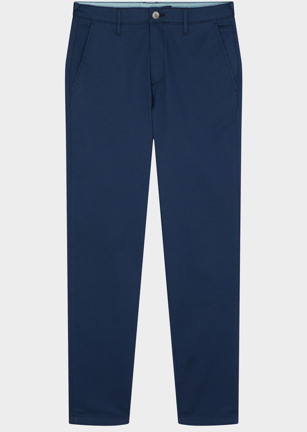 Chino slack skinny 7/8 en coton stretch bleu jeans à motif fantaisie - Father and Sons 46218