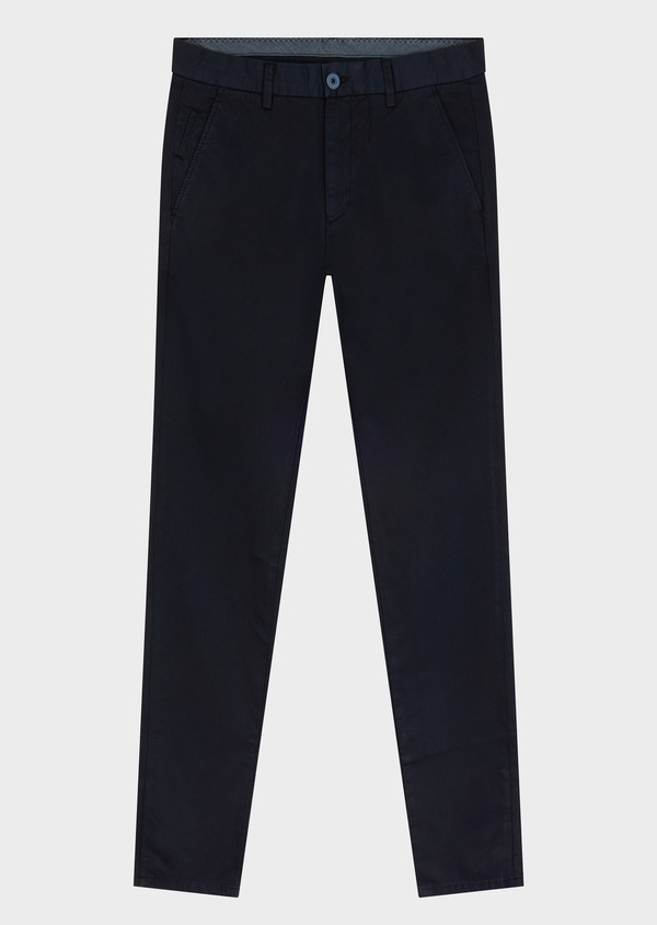 Chino slack skinny en coton stretch bleu marine à motif fantaisie - Father and Sons 63240