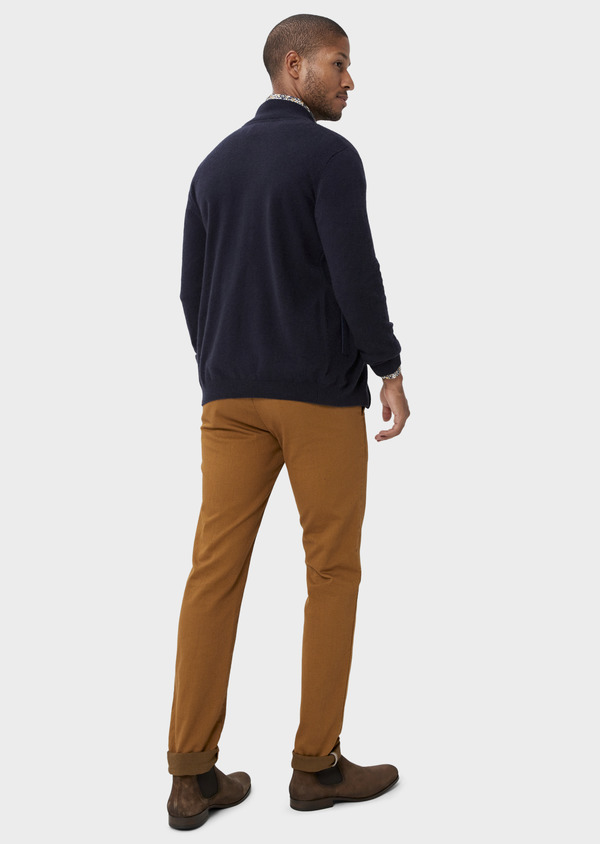 Chino slack skinny en coton stretch marron à motif fantaisie - Father and Sons 46597