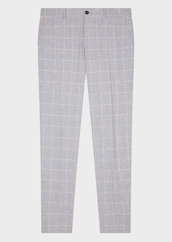 Pantalon coordonnable Skinny en lin et coton bleus Prince de Galles - Father and Sons 52085