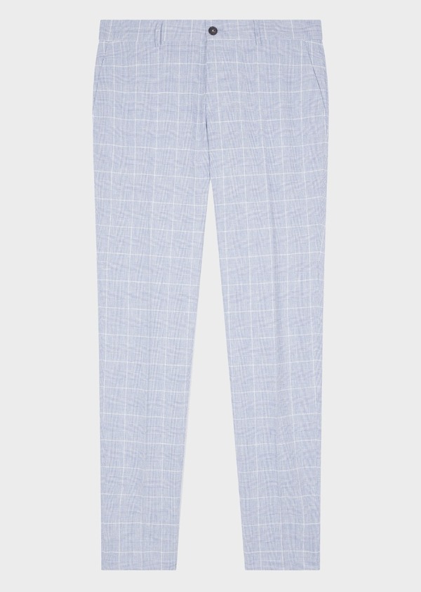 Pantalon coordonnable Skinny en lin et coton bleus Prince de Galles - Father and Sons 57220