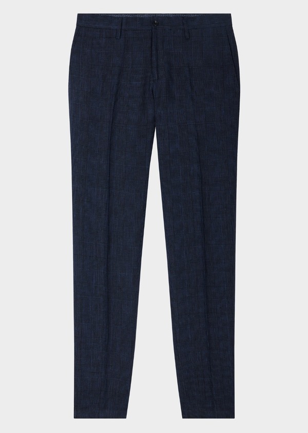 Pantalon coordonnable skinny en lin et coton bleu marine Prince de Galles - Father and Sons 61277