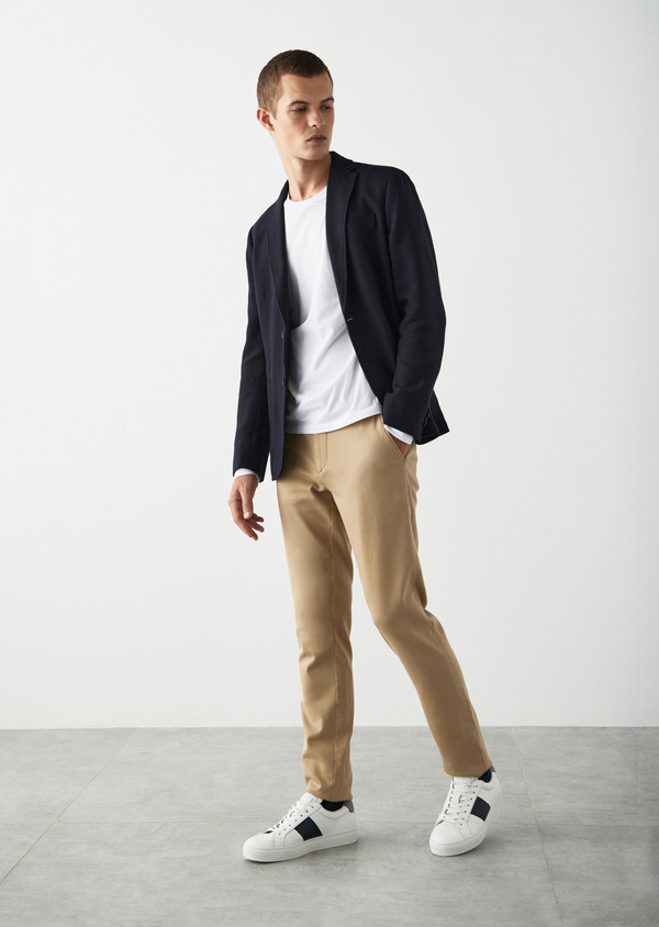 Chino slack skinny en coton bio et polyester recyclé unis beiges - Father and Sons 50692