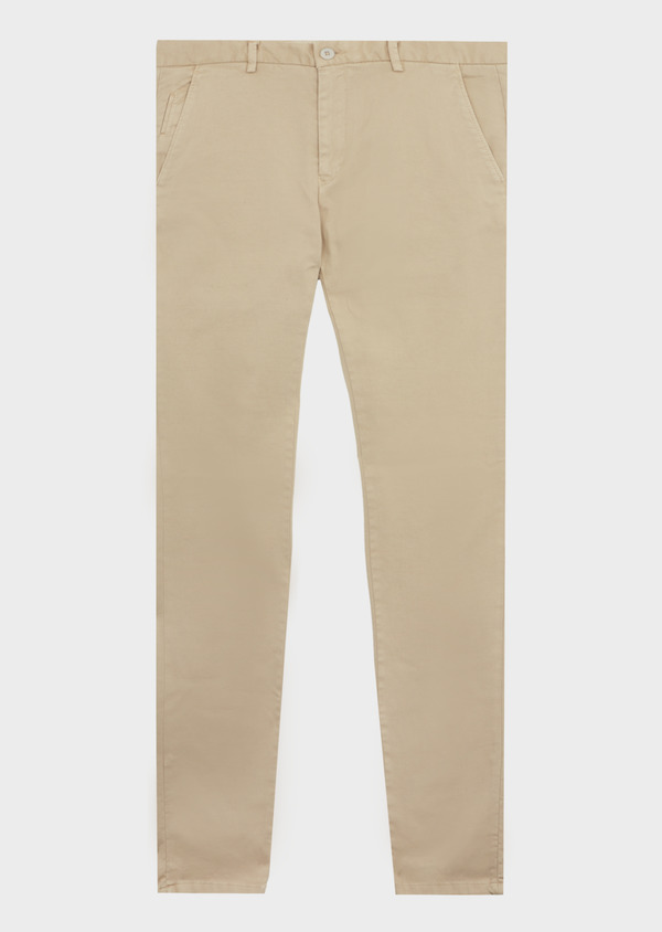 Chino slack skinny en coton stretch uni beige - Father and Sons 43183