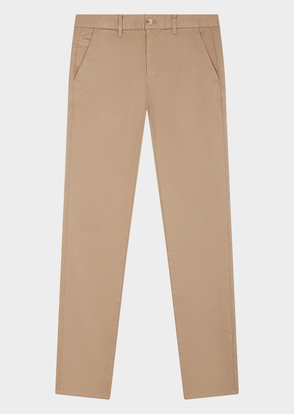 Chino slack skinny en coton stretch uni beige - Father and Sons 63576