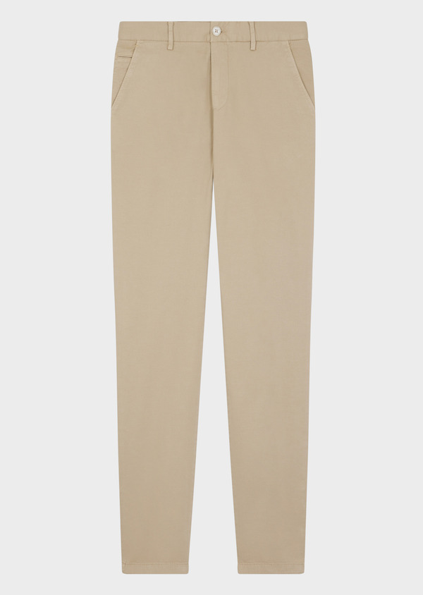 Chino slack skinny en coton stretch uni beige - Father and Sons 59066