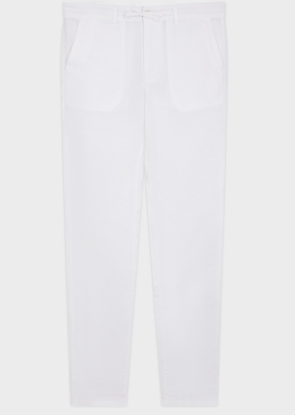 Pantalon casual en lin uni blanc - Father and Sons 63224
