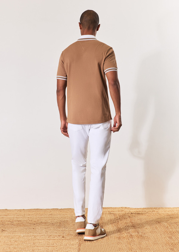 Pantalon casual skinny en coton stretch uni blanc - Father and Sons 57479