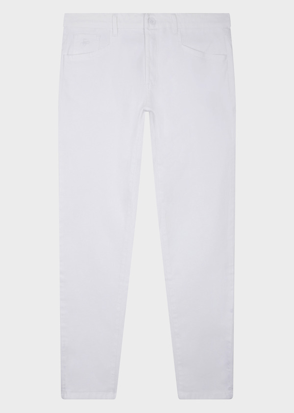 Pantalon casual skinny en coton stretch uni blanc - Father and Sons 57481