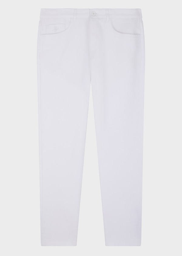 Pantalon casual skinny 7/8 en coton stretch uni blanc - Father and Sons 64425