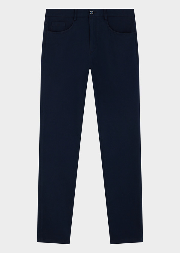 Pantalon casual skinny en coton mélangé uni bleu indigo - Father and Sons 51342
