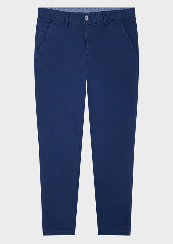 Chino slack skinny 7/8 en coton stretch uni bleu jeans - Father and Sons 57162
