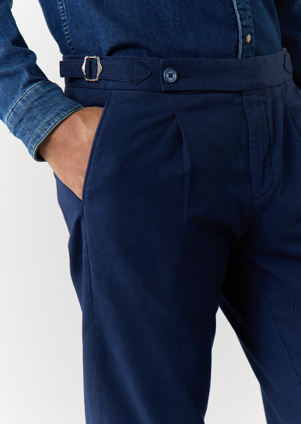Chino slack skinny en coton stretch uni bleu jeans - Father and Sons 59423