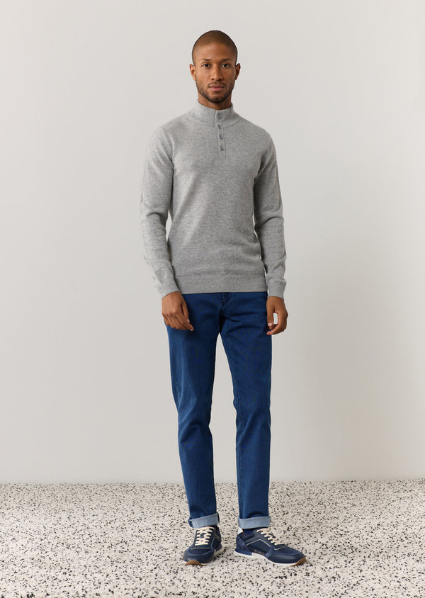 Chino slack skinny en coton stretch uni bleu jeans - Father and Sons 60560