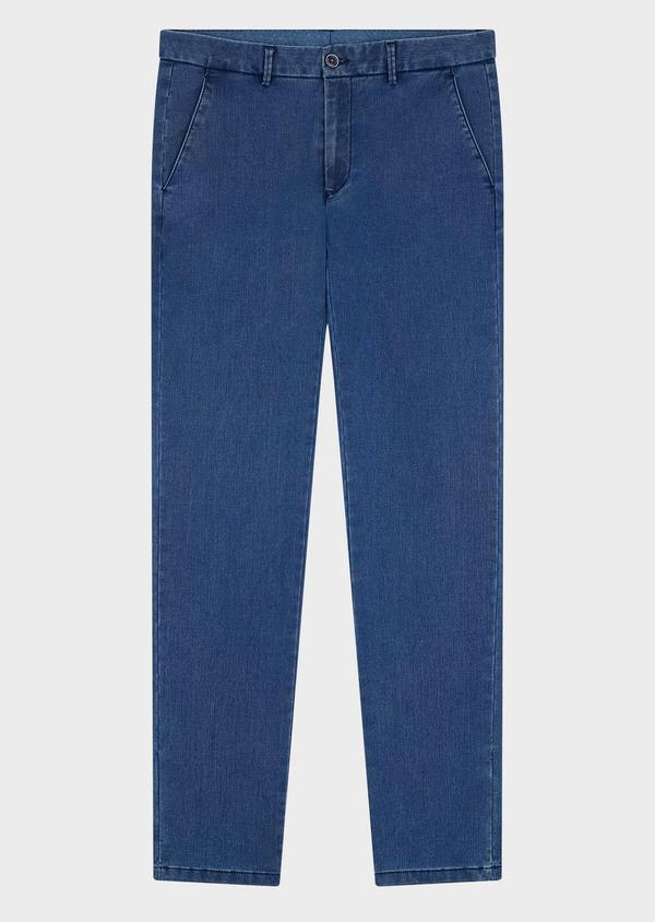 Chino slack skinny en coton stretch uni bleu jeans - Father and Sons 60563