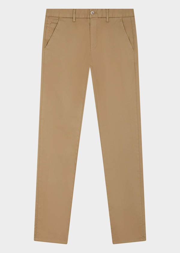Chino slack skinny en coton stretch uni camel - Father and Sons 63574