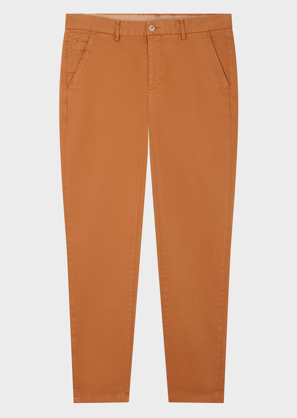 Chino slack skinny 7/8 en coton stretch uni caramel - Father and Sons 57005