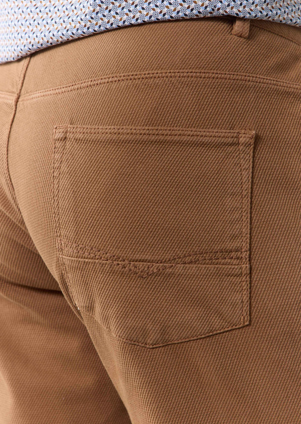 Pantalon casual skinny en coton mélangé stretch uni cognac - Father and Sons 60202
