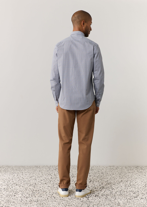 Pantalon casual skinny en coton mélangé stretch uni cognac - Father and Sons 60201