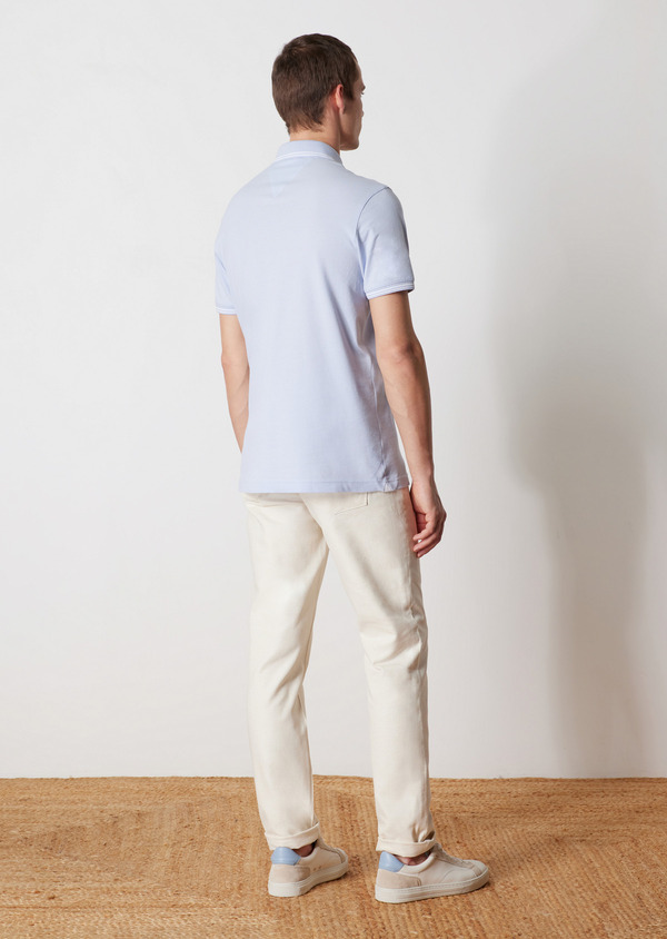 Pantalon casual skinny en coton et lin unis ficelle - Father and Sons 56006